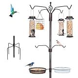 YINGYM Bird Feeding Station Kit, 94 Inch Bird Feeder Pole Stand for Outdoors Hanging with 4 Feeders, Metal Suet and Bath Tray for Wild Birds Watching