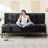 NLDD 10" Futon Mattress Full Size, Ultra Thick Futons Sofa Couch Bed Sleeper Sofa Bed, Versatile Floor Futons Japanese Floor Mattress for Adults, Black (Frame Not Included)