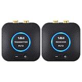 1Mii 2.4GHz Wireless Audio Transmitter Receiver Set (1 TX+1 RX) for TV, 262Ft/80M Long Range 25ms Low Latency with AUX RCA in/Out, Wireless Audio Adapter for TV PC Powered Speaker Amplifier Soundbar
