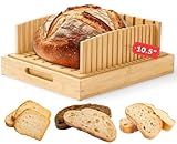 LukieBoee Homemade Bread Slicer - NEW Upgraded Bread Slicing Guide with Knife-Precision-Cut Grooves, 10.5″ Adjustable Large Wide Capacity, Reinforced Structure, Perfect for Artisan Loaves