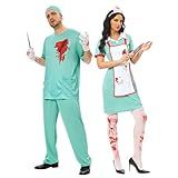 Funnlot Couples Halloween Costumes - Halloween Bloody Doctor Adult Nurse Costumes Matching Halloween Couples Costume, Scary Bloody Doctor Nurse Scrubs Couple ‌Hallowe'en Costume Couple Party Cosplay L