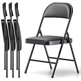 MAKE CHANGES Folding Chair, PU Leather Padded Folding Chairs for Outside and Indoor, Comfy Heavy Duty Portable Foldable Chairs Metal Commercial Seat for Office, Dorm, Party, Lawn, Patio