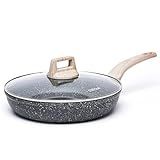 CAROTE Non Stick Frying Pan Skillet,12" Nonstick Fry Pan with Glass Lid, Egg Pan Omelet Pans, Granite Cookware Chef's Pan, PFOA Free (Classic Granite, 12-Inch)