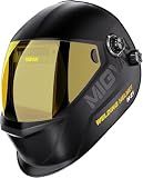 MIGVAN Welding Helmet Auto Darkening True Color Large Viewing, Welding Hood Solar/Replaceable Battery Powered, Wide Shade 4/5-13 with 4 Arc Sensor, Optical Clarity Welding Mask for TIG MIG ARC Grind