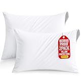 Set of 2 Pillow Protectors with Zipper King Size, Bed Bug and Dust Mite Proof Pillow Covers, Ultra Soft Pillow Encasements, Moisture Wicking and Waterproof Pillow Cases by Utopia Bedding (White)