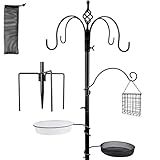 yosager Premium Bird Feeding Station Kit, 77" x 19" Birds Feeder Pole, Deluxe Multi Feeder Hanging Kit with Metal Suet and Bird Bath for Wild Birds Watching, Birdfeeder and Planter Hanger