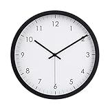 Amazon Basics Classic 12" Round Wall Clock, Easy to Read, Silent Non Ticking, Battery Operated, Black