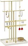 pickpiff Jewelry Stand Holder Organizer: 14.5" Sturdy Hanger for 80 Pcs Jewelry, Gift for Women, Gold Jewlery Tower for Necklace, Earring, Bracelet