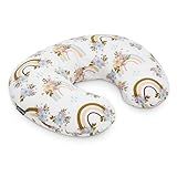 Beeboo Nursing Pillow and Positioner, Supportive for Breastfeeding and Bottle Feeding, Removable and Washable Cover, Soft and Breathable Fabric, Rainbow White