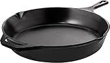 Utopia Kitchen Cast Iron Skillets 12 Inch, Chef's Pan, Pre-Seasoned Frying Pan, Stovetop, Oven, Campfire and Grill Large Skillet, Even Heat Distribution Multipurpose Cast Iron Pan - Black