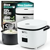 Rice Robot Personal Rice Cooker, PFAS-free, Nonstick. 1 Quart Capacity, with Stainless Steel Steamer Tray, Measuring Cups, Recipe Book with 60 Recipes, and Serving Spoon, As Seen On TV