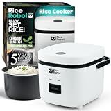 Rice Robot Personal Rice Cooker, PFAS-free, Nonstick. 1 Quart Capacity, with Stainless Steel Steamer Tray, Measuring Cups, Recipe Book with 60 Recipes, and Serving Spoon, As Seen On TV