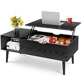 OLIXIS Lift Top Coffee Table, Wood Coffee Table for Living Room Home Black