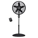 Lasko Oscillating Cyclone Pedestal Fan, Adjustable Height, Timer, Remote Control, 3 Speeds, for Bedroom, Living Room, Home Office, 18", Black, 1843