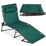 Best Choice Products Patio Chaise Lounge Chair, Portable Outdoor Folding Recliner for Lawn, w/ 8 Positions, Handles, 300lb Capacity - Forest Green