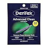 DenTek Slim Brush Advanced Clean, Interdental Brushes for Cleaning Between Tight Teeth, Safe for Braces & Dental Work, 32 Count
