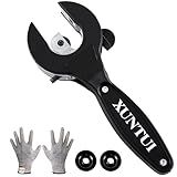 XUNTUI Ratcheing Tube Cutter One-Hand Operation for Tight Spaces Adjustable 5/16"to1-1/8" Cuts Copper Aluminum Brass pipe EN388-Certified Gloves & 3 Bearing Blades Bilingual Visual Guide