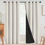 SimpleHome Cream 100% Blackout Curtains Room Darkening Living Room 84 Inch