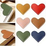 6 Pcs Cute Leather Heart Bookmarks, Book Marks for Reading Women Teachers Book Lovers Kids Students Book Accessories, Bookish Gifts for Women Friends Girls Office, Stocking Stuffers for Women Readers