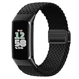Elastic Braided Bands Compatible with Fitbit Charge 5/Fitbit Charge 6 for Women Men,Adjustable Breathable Replacement Stretchy Nylon Loop Wristband Sport Strap