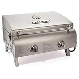 Cuisinart Chef's Style Tabletop Portable Propane Grill, 20,000 BTU Stainless Steel 2-Burner Outdoor Gas Grill for Camping, Tailgates, BBQ, Hassle-Free Setup, Twist-Start Ignition, CGG-306