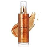 Liyalan Shimmer Body Oil Bronze Gold 5 Color Bronze 3.38 Fl Oz Face Glow Pearl Highlighter Illuminator body Makeup Shine Glitter Gold Liquid Taning