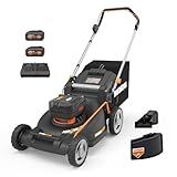 WORX Nitro Cordless Lawn Mower, 21" Electric Mower for 1/2 Acre, Brushless Push Lawn Mower with 7-Position Height Adjustment, 2 × 5.0 Ah Batteries & Charger Included, WG752