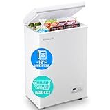 DEMULLER Chest Freezer 3.5 CU.FT Ultra-Low Temperature Deep Freezing Machine (Down to -12 ℉) with Two Removable Baskets Freestanding White Small Mini Compact Fridge Freezer for Home Kitchen Office