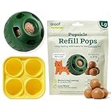 WOOF Starter Pack - Interactive Dog Ball Toy for Boredom - Dog Treat Molds Silicone - Chicken-Flavored Healthy Treats for Dogs - Pupsicle Doggy Enrichment Toy - for Large Pups - 25-75 lbs