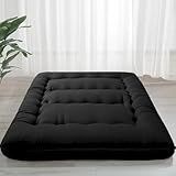 MAXYOYO 6" Extra Thick Japanese Futon Mattress, Foldable Tatami Pad for Adults, Floor Bed Roll Up Guest Mattress, Black, Full