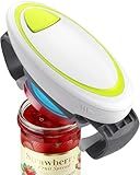Electric Jar Opener One-Touch High Torque, Hands-Free Jar Opener for Weak Hands & Seniors, Battery Operated Jar Opener Kitchen Tool Fits Most Jar Sizes White+Green
