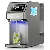 Waken Electric UV Countertop RO Water Filter, NSF/ANSI 58&61 Certified, 8 Stage Filter, TDS Monitor, 4:1 Drain, No Install, PFAS Free (Grey)