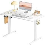 SMUG Standing Desk, Adjustable Height Electric Sit Stand Up Down Computer Table, 40x24 Inch Ergonomic Rising Modern Lift Motorized Gaming Desktop Workstation for Work Home Office, White