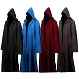 Tunic Hooded Robe Monk Priest Black Cloak Halloween Costume Adult Hood Cape
