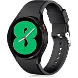 Lerobo No Gap Band Compatible with Samsung Galaxy Watch 7 6 5 Band 40mm 44mm/Galaxy Watch 4 Classic Bands 46mm 42mm/Watch 5 Pro 45mm,20mm Sport Strap Wristband for Men Women Black
