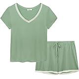 Joyaria Cooling Bamboo Rayon Pajama Set for Women Ultra Soft Sleepwear Set Hot Flash (Sage Green,Small)