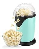 Hot Air Popcorn Maker, 10-Cup Electric Pop Corn Popper machine with Measuring Cup & Butter Melter, Fast Popping & Oil-Free, BPA-Free kitchen appliances for Home Movie Nights & Parties - Aqua