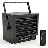 Comfort Zone Hard-Wired Ceiling Mount Garage Space Heater with Remote, 7,500 Watt, 240 Volt, Fan-Forced, Overheat Protection, Digital Thermostat, 12-Hour Timer, Ideal for Garage & Workshop, CZ230ERBK