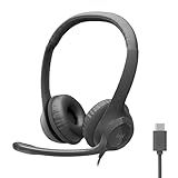 Logitech H391 Wired Headset for PC/Laptop, Stereo Headphones with Noise Canceling Microphone, USB-C, in-Line Controls, Works with Chromebook - Graphite