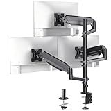 WALI Triple Monitor Mount for 13-34 inch Screens, Full Adjustable 3 Monitors Desk Mount with Clamp & Grommet Base, Triple Monitors Arm, up to 19.8lbs Each, VESA 75x75 100x100 mm (GSDM003XL), Black