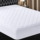 Utopia Bedding Quilted Fitted Mattress Pad, Full Size, Elastic Fitted Mattress Topper Protector and Cover with Deep Pocket Stretches up to 16 Inches, Machine Washable (White)