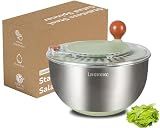 Lunememo Stainless Steel Salad Spinner, BPA Free, Quick Dry & Stop, 5.3 Qt