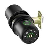 ThorBolt Fingerprint Door Knob Lock with Keypad Biometric Door Knob Auto-Lock 4* AAA Alkaline Batteries Interior Door Lock for Bedroom, Garage, Office, Pantry Door G1 Black