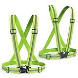 2 Packs Reflective Vest Running Gear, High Visibility Reflective Running Gear Adjustable Elastic Safety Vest for Night Jogging, Biking, Walking or Dog Walking, Running Vest for Men Women Children