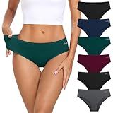 coskefy Women's Underwear Soft Strench Breathable Cotton Panties Ladies Hipster Bikini 6 Pack