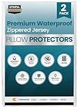Utopia Bedding Waterproof Pillow Protectors Zippered Standard Size (2 Pack, White), Zippered Pillowcases, Bed Bug Proof Pillow Encasement Covers 20 x 26 Inches
