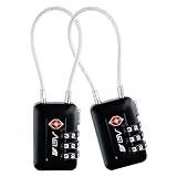 BV Luggage Locks TSA Accepted, Open Alert Cable Lock, Black, 2 Pack