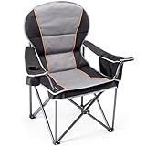 NEWBULIG Oversized Folding Camping Chair for Adults, Portable Outdoor Collapsible Chairs, 500 LBS Heavy Duty Support, with Cup Holders, for Lawn, Fishing, Hiking, Black