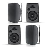 Herdio 6.5 Inch 800W Passive Outdoor Speakers Wired Waterproof 2-Way Wall Mounted Speakers with Bass Suitable for Patio Pool Deck Porch Backyard Indoor Home (2 Pairs, Black)