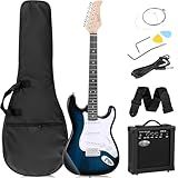 ZENY 39" Full Size Electric Guitar with Amp, Case and Accessories Pack Beginner Starter Package, Blue Ideal Christmas Thanksgiving Holiday Gift